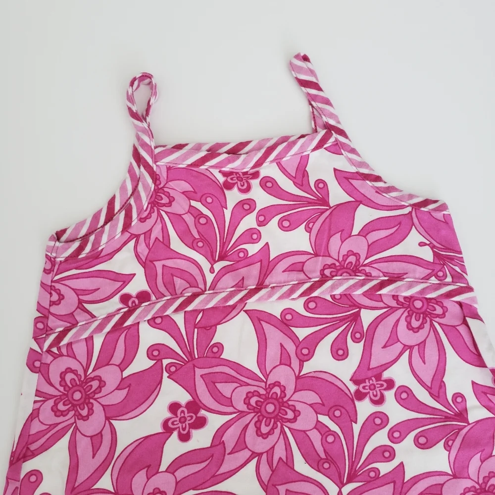 Hanna Andersson 100 / 4 Toddler Girl Pink Floral Patterned Retro Sun Dress